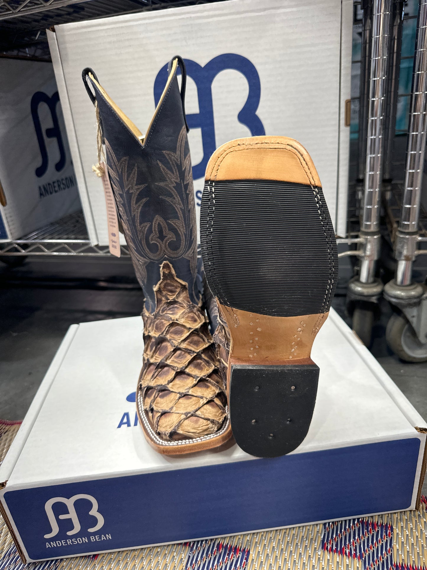 Anderson Bean Womens Boot 361640 Cigar Matte Big Bass/Navy Denver Calf