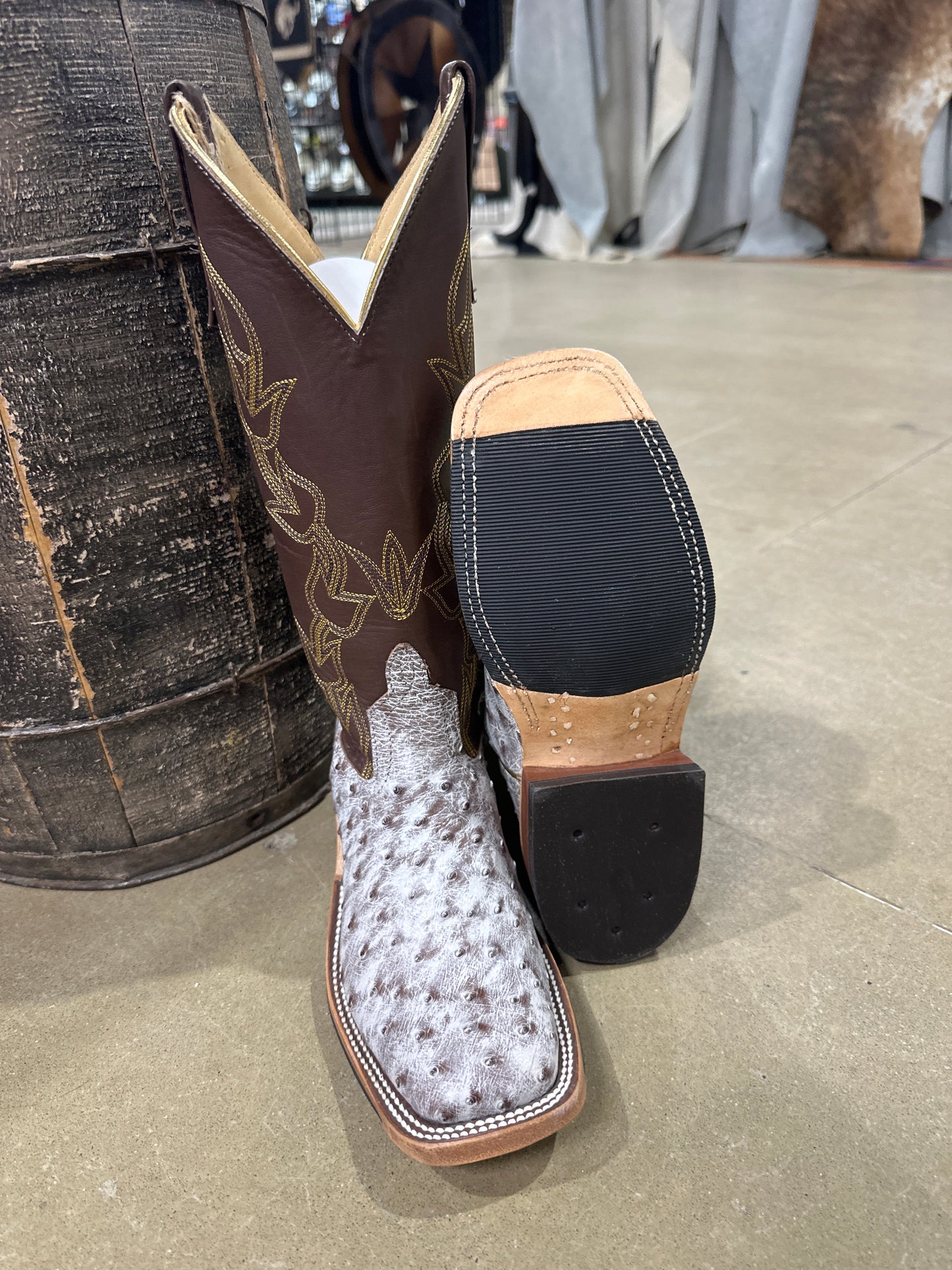 Anderson Bean Womens Boot 339738 Kango Tabac Rio Ostrich/ Whiskey Sleek Buffalo Calf