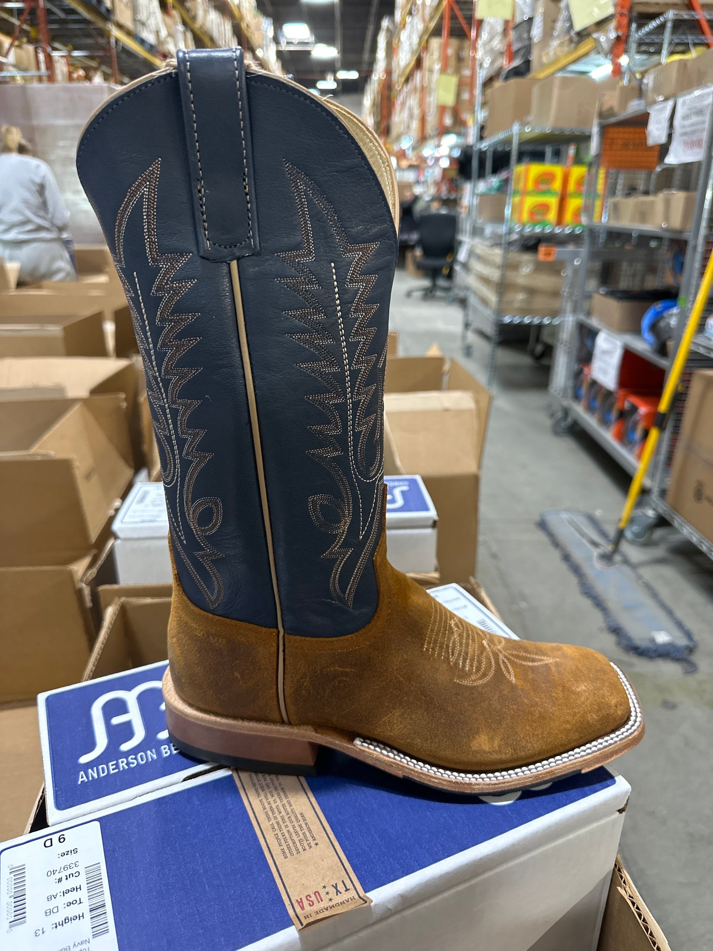 Anderson Bean Mens Boot 339740 Wheatbuck Waxy Kudu/Navy Burnishable Calf