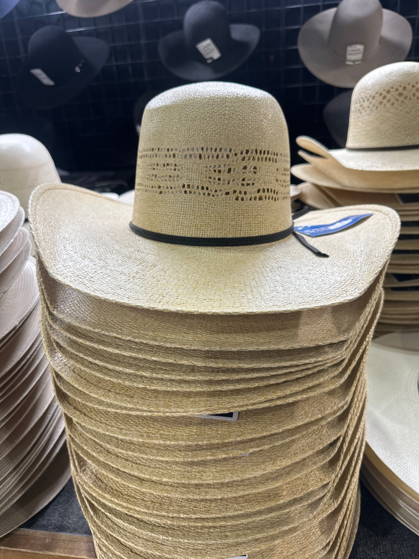 Rodeo King Straw (Partially Shaped Brim) Bangora Burlap - Open Crown
