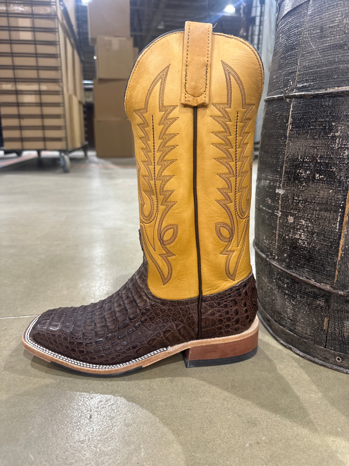 Anderson Bean Mens Boot Brown LUX Caiman/ Dusk Aniline