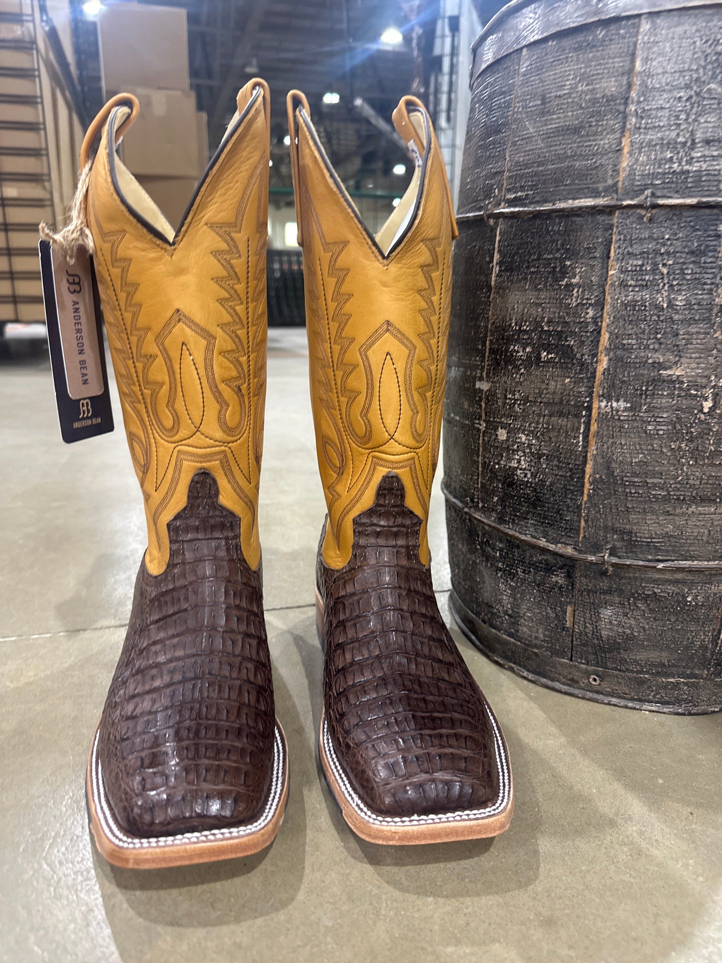 Anderson Bean Mens Boot Brown LUX Caiman/ Dusk Aniline