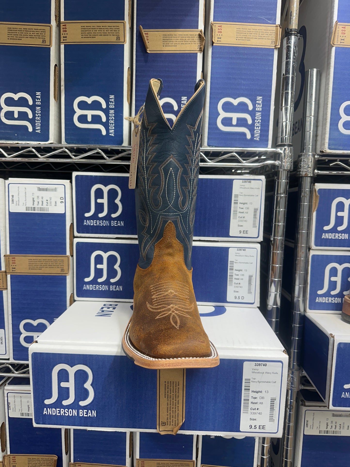 Anderson Bean Mens Boot 339740 Wheatbuck Waxy Kudu/Navy Burnishable Calf