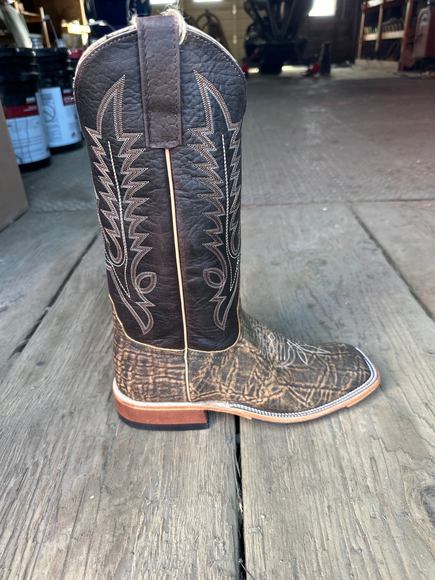 Anderson Bean Mens Boot 340742 Antique Saddle Safari Elephant/Black Bison American