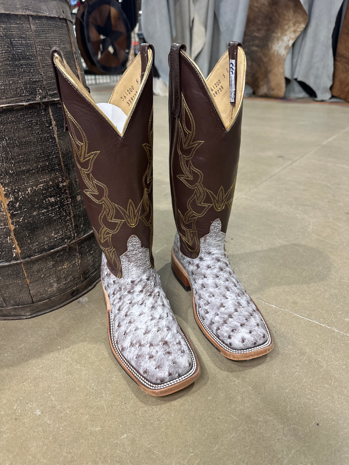 Anderson Bean Womens Boot 339738 Kango Tabac Rio Ostrich/ Whiskey Sleek Buffalo Calf