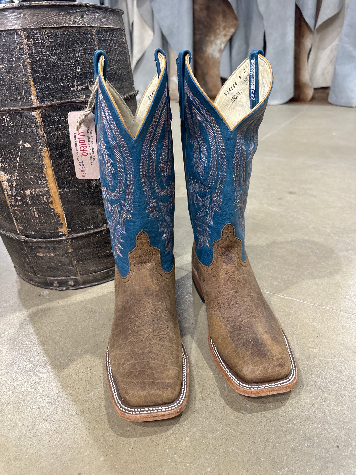 Anderson Bean Mens Boot S5003 Natural Brahma Bison/Sky Blue Avatar