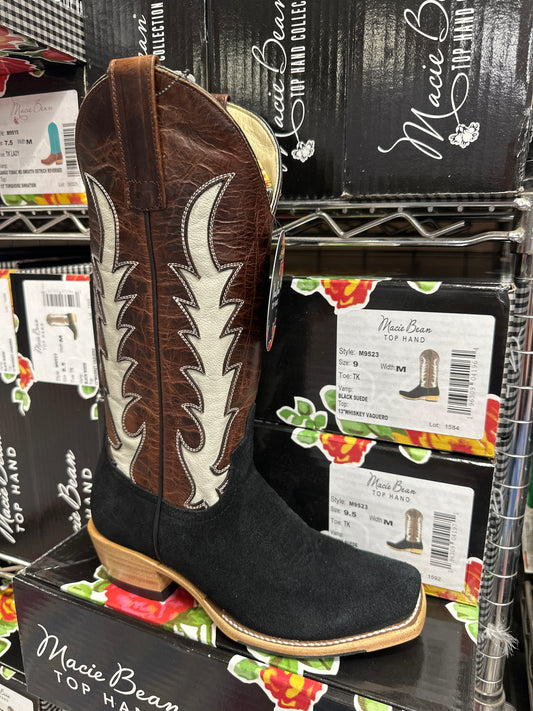 Macie Bean Womens Boot M9523 Black Suede/Whiskey Vaquero