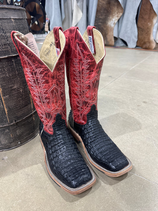 Anderson Bean Mens Boot 339752 Black Lux Caiman/Red Lonestar