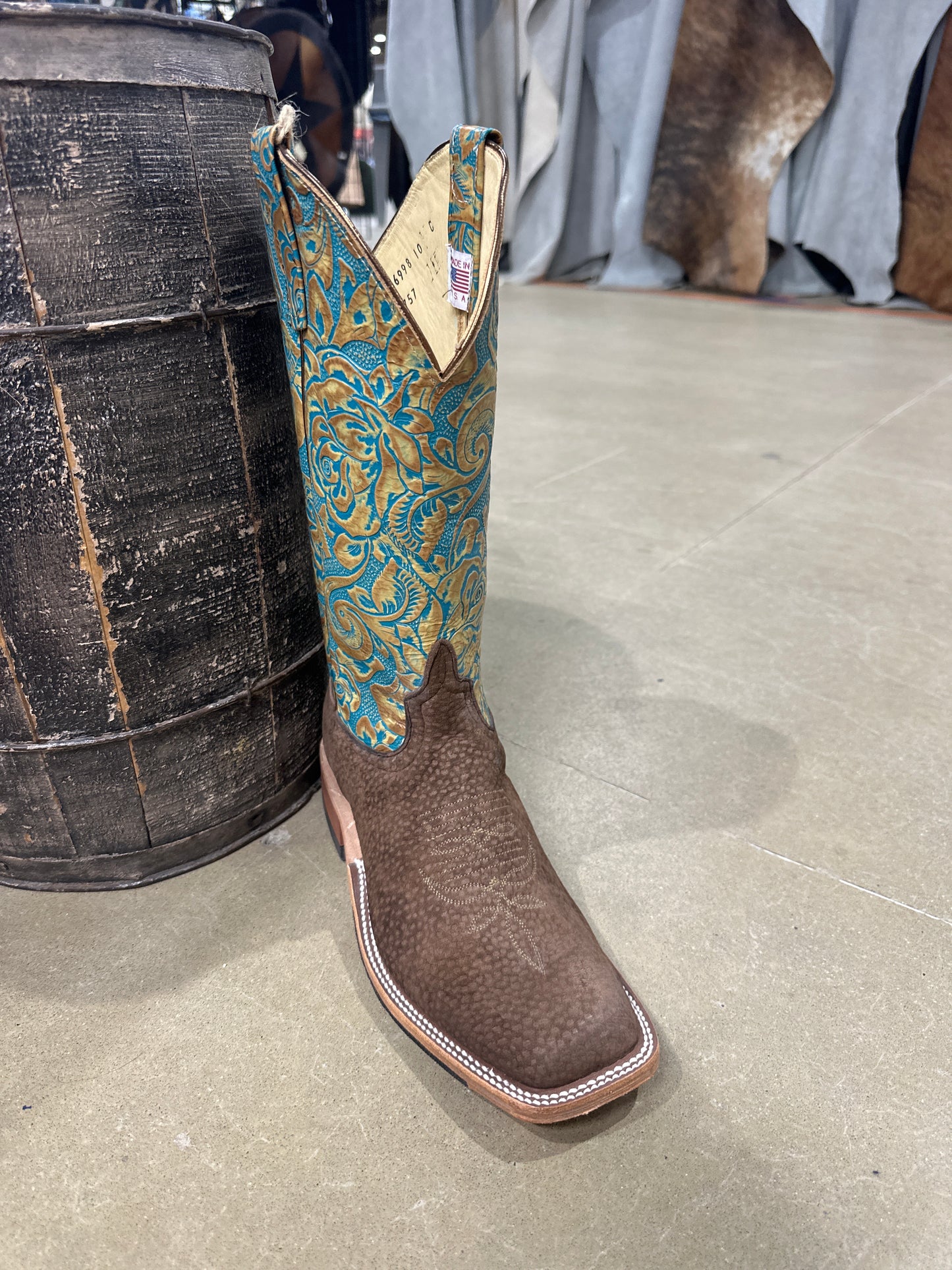 Anderson Bean Womens Boot 336998 Cafe Carpincho Copper Turquoise Tool