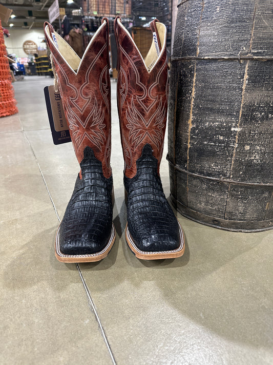 Anderson Bean Mens Boot Black Lux Caiman/Rust Lava