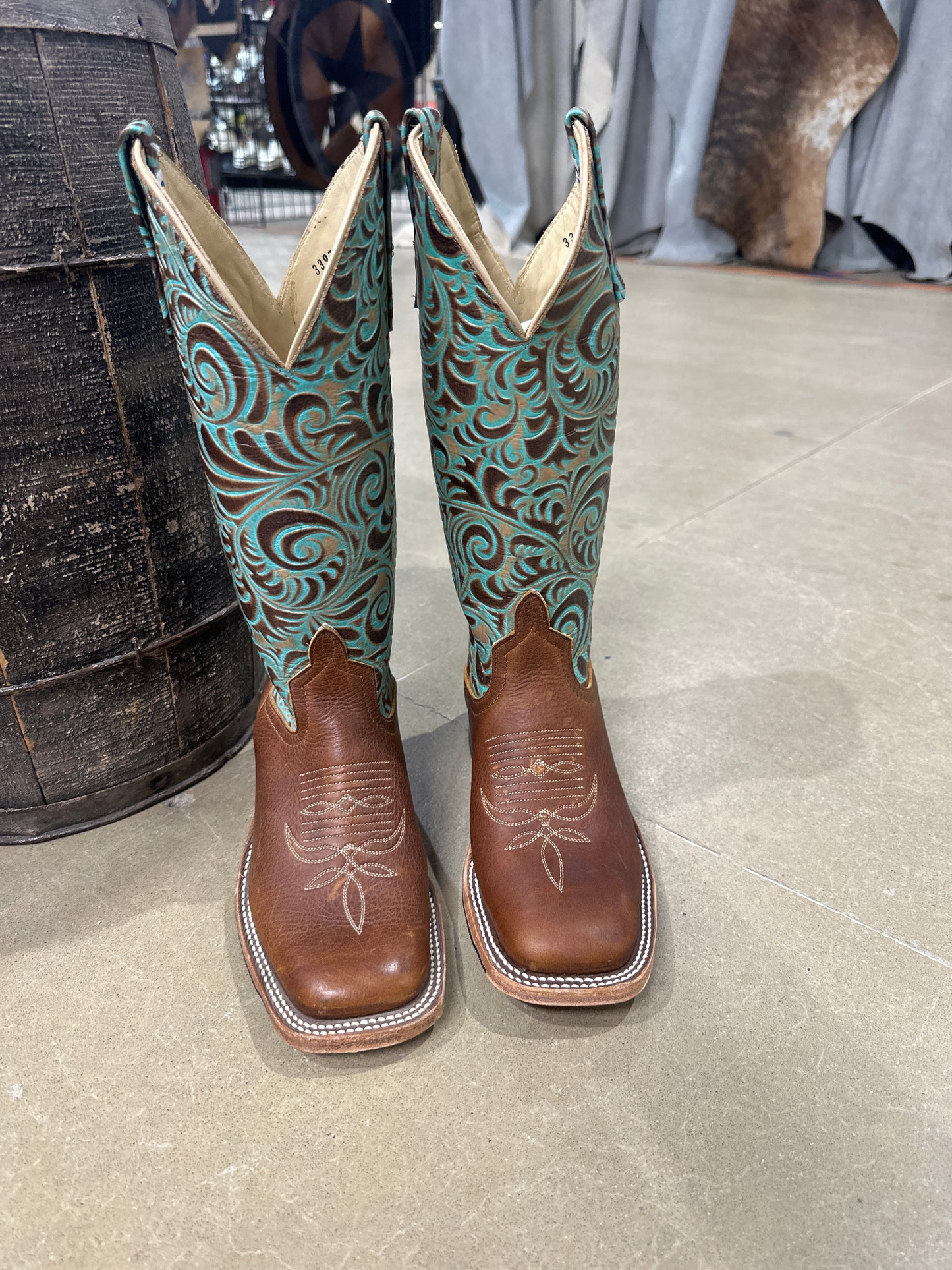 Anderson Bean Womens Boot 339743 Stampede Briar/Caracol Turquoise Embossed