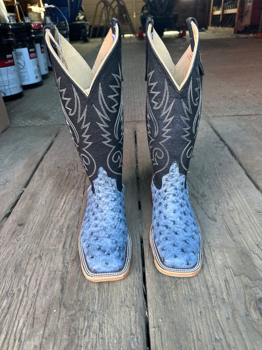 Anderson Bean Womens Boot 339736 Black Rio Grande Ostrich/Black Denver Calf
