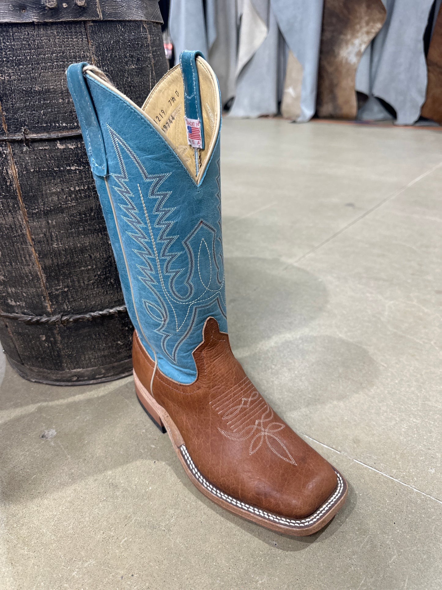 Anderson Bean Mens Boot 339744 Tan bison Navajo/Aqua Buffamonte