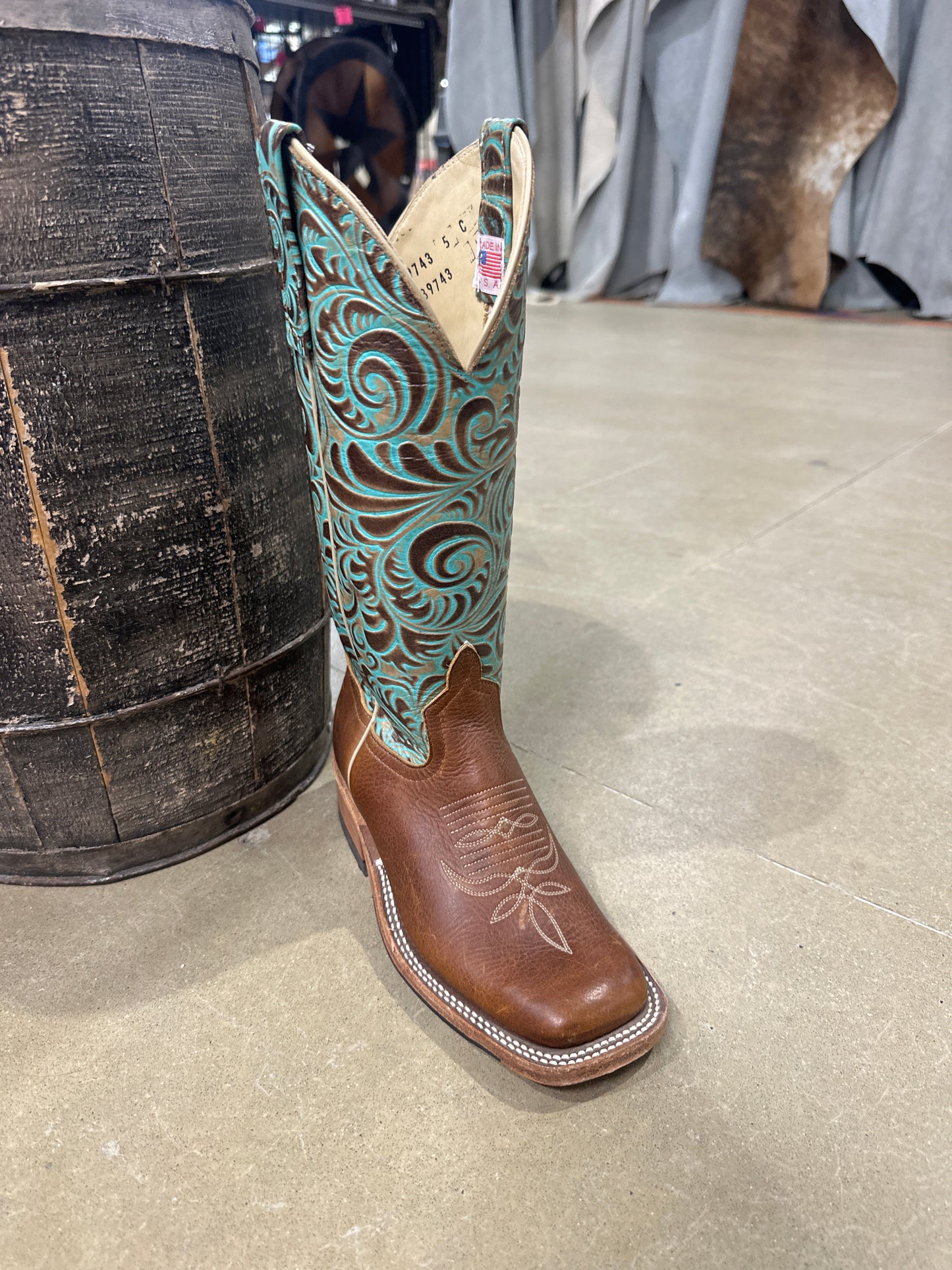 Anderson Bean Womens Boot 339743 Stampede Briar/Caracol Turquoise Embossed