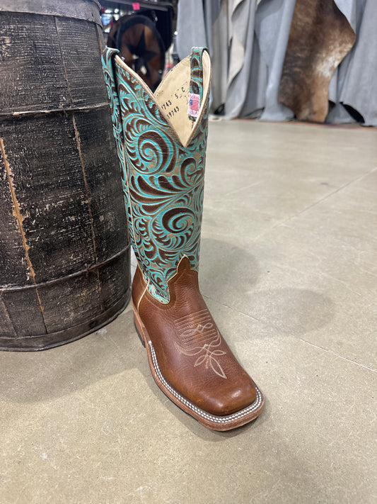Anderson Bean Womens Boot 339743 Stampede Briar/Caracol Turquoise Embossed