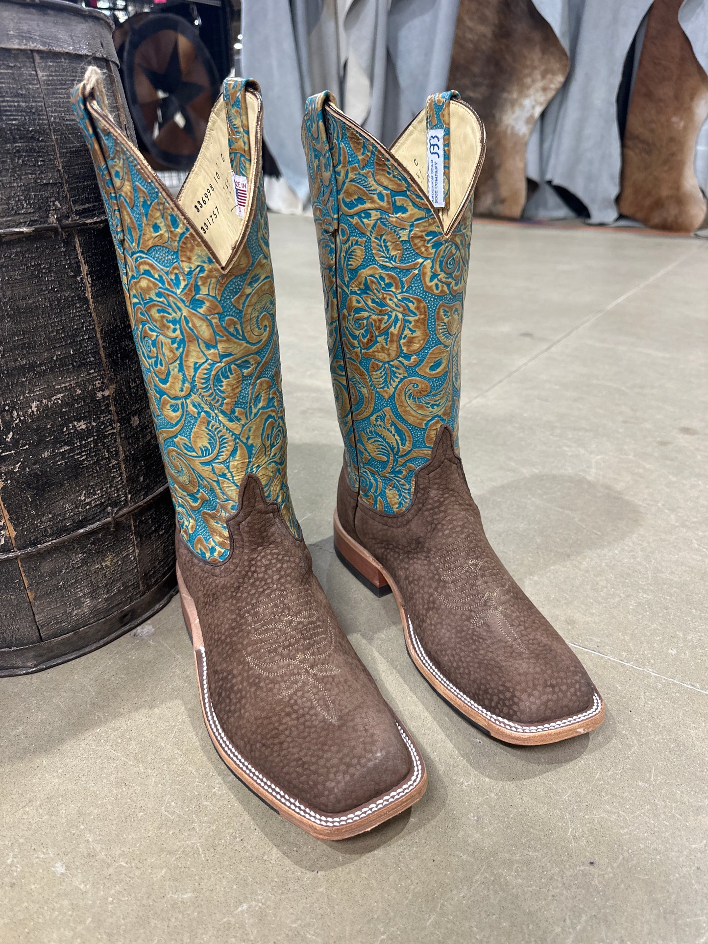 Anderson Bean Womens Boot 336998 Cafe Carpincho Copper Turquoise Tool