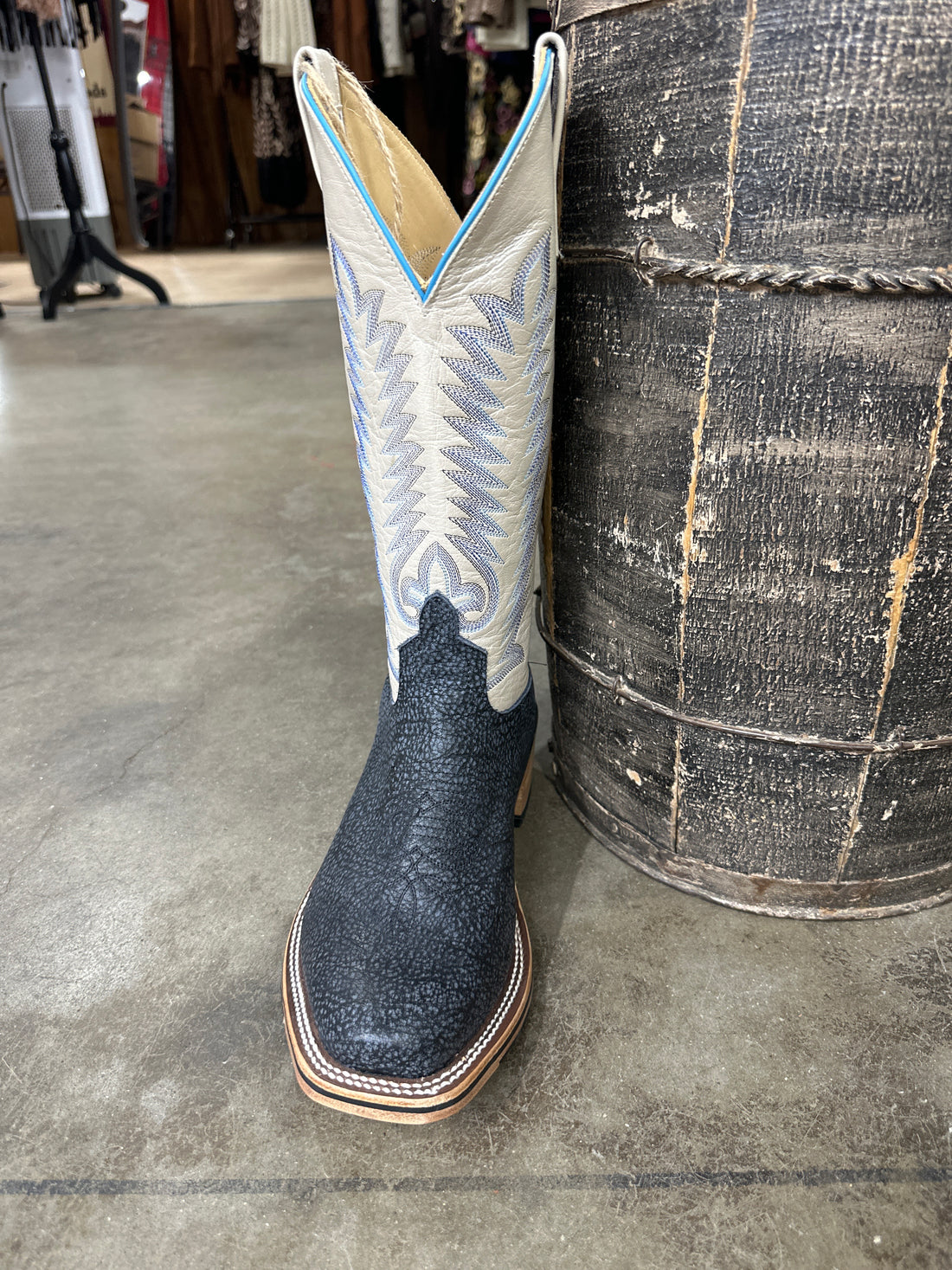 Anderson Bean Mens Boot 340738 Blue Safari Cape Buffalo/Shell Kidskin ...
