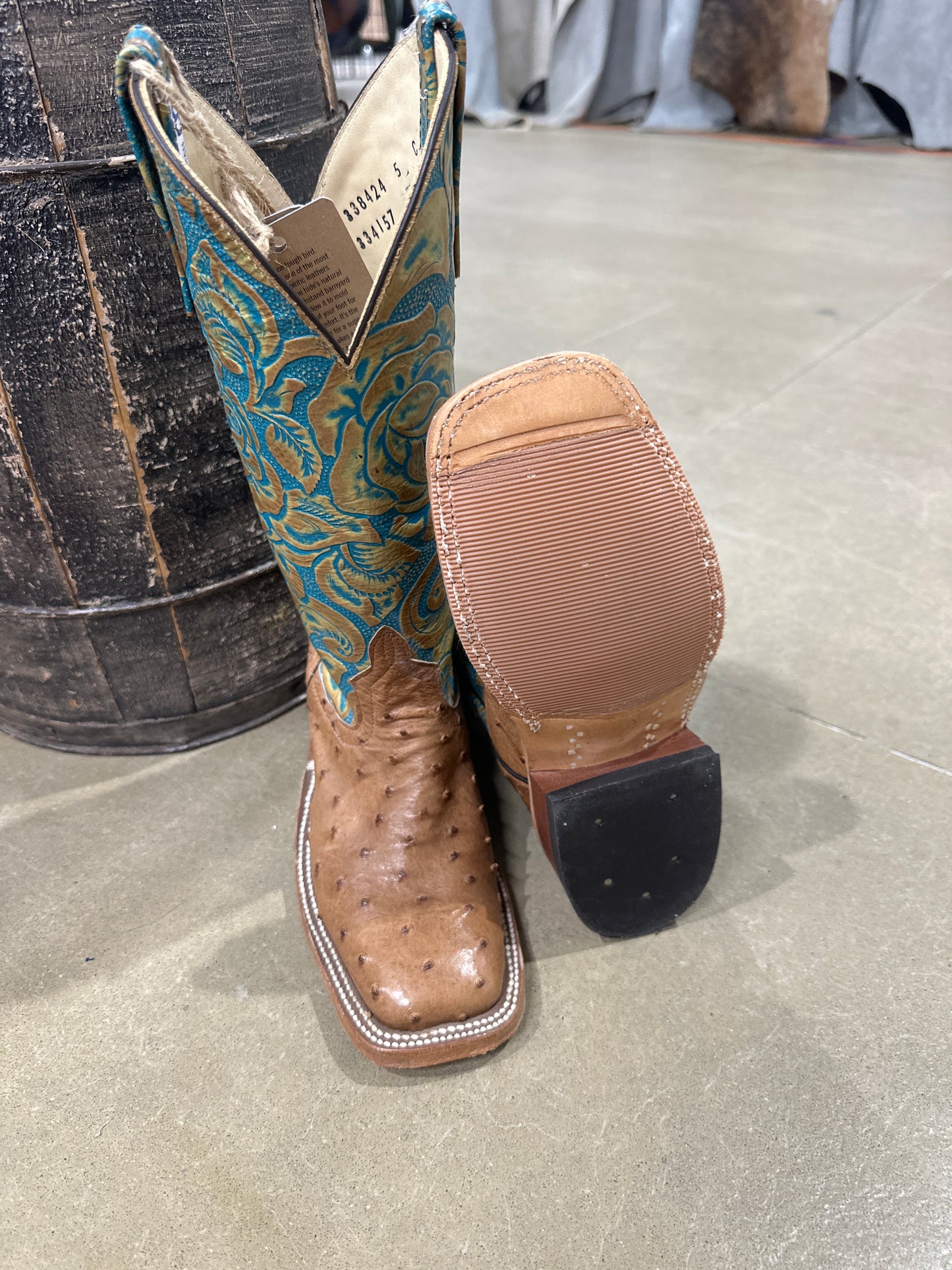 Anderson Bean Womens Boot Cognac MD 334157 Ostrich/Teal Havana Eagle.