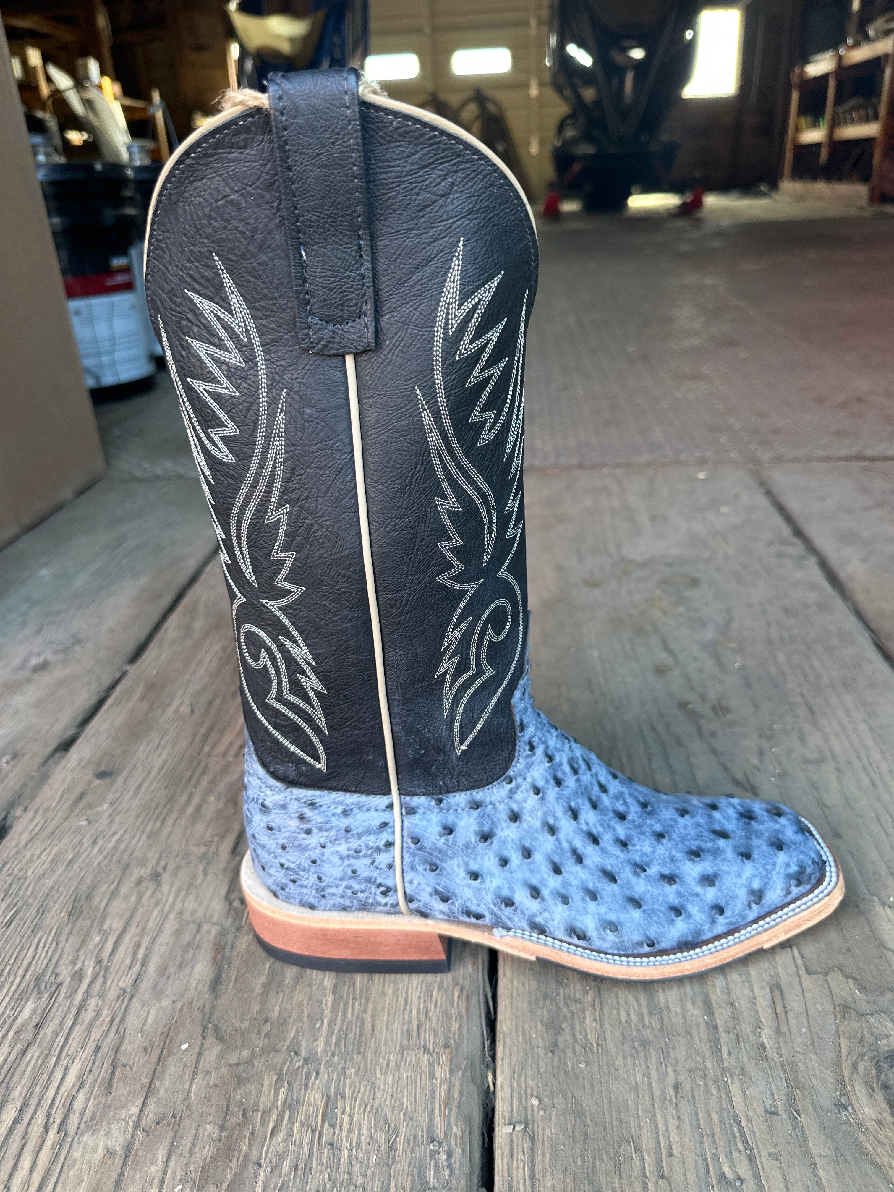 Anderson Bean Mens Boot 339736 Black Rio Grande Ostrich/Black