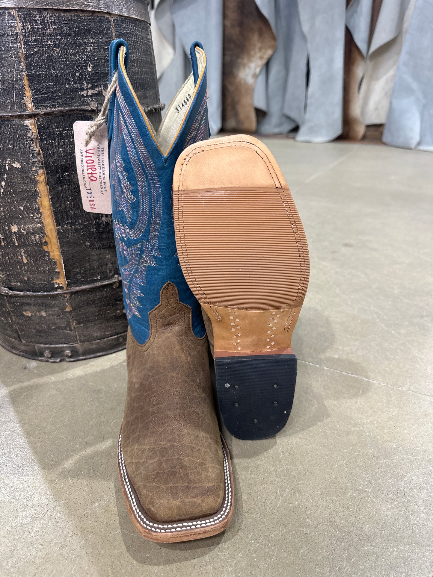 Anderson Bean Mens Boot S5003 Natural Brahma Bison/Sky Blue Avatar