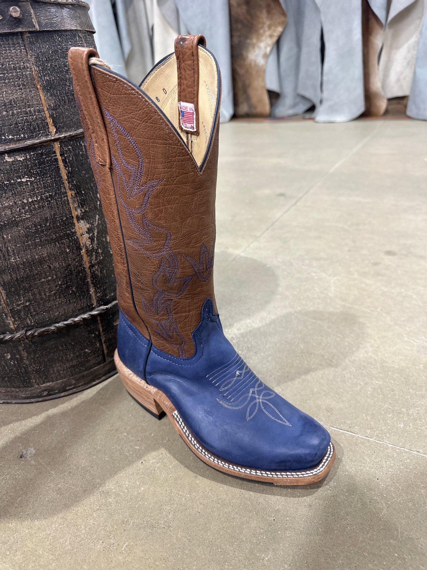 Anderson Bean Mens Boot 340735 Royal Blue Wyoming/Tan Denver Calf