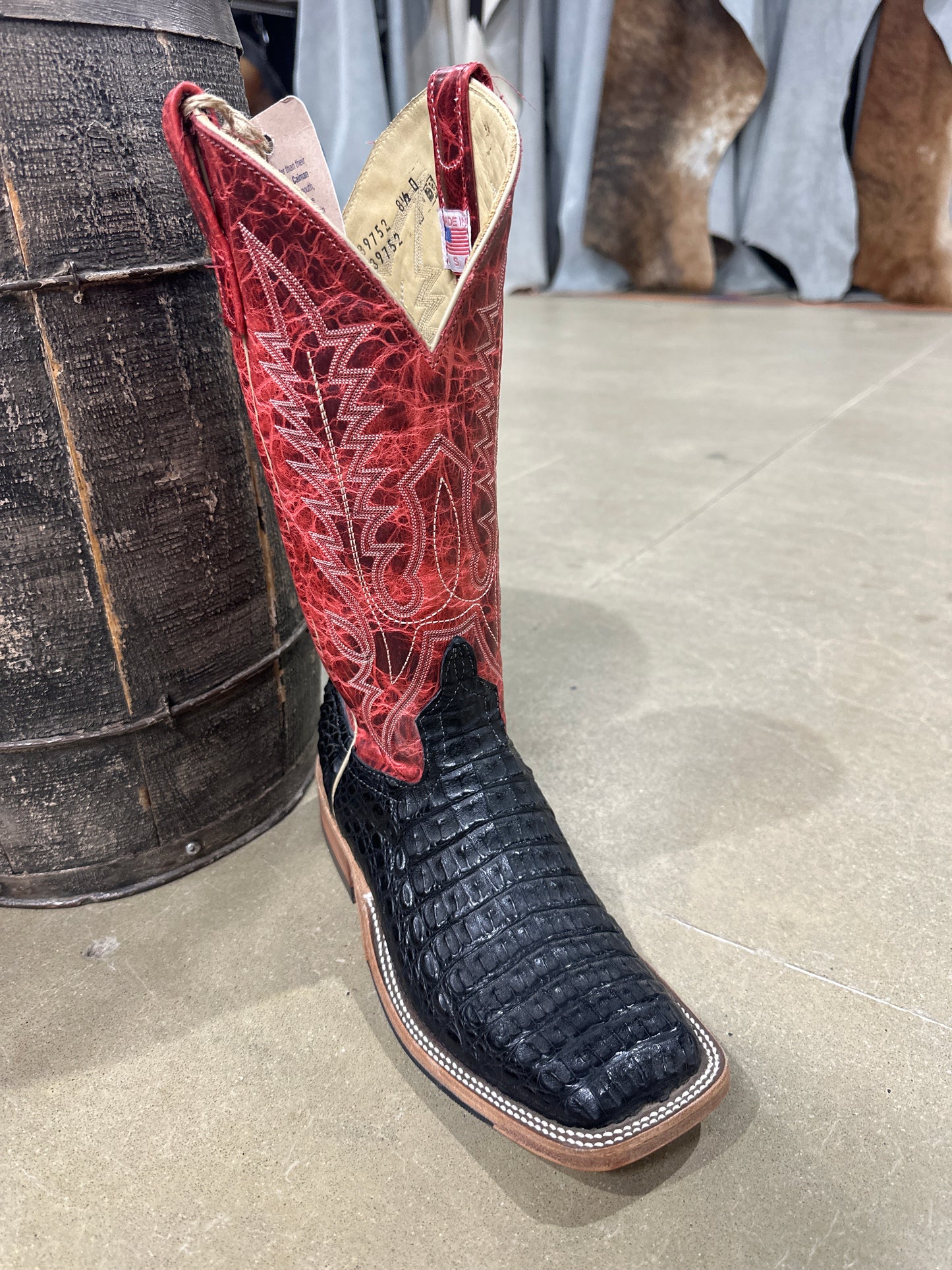 Anderson Bean Mens Boot 339752 Black Lux Caiman/Red Lonestar