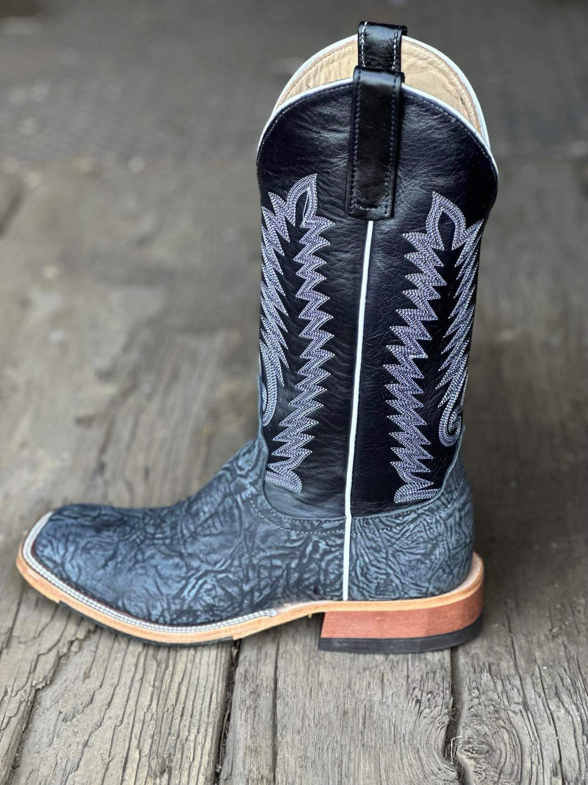 Colorado Rodeo Boot Anderson Bean Mens Boot Black Washed Shoulder/Carbon Blue Milan – Rodeo ...