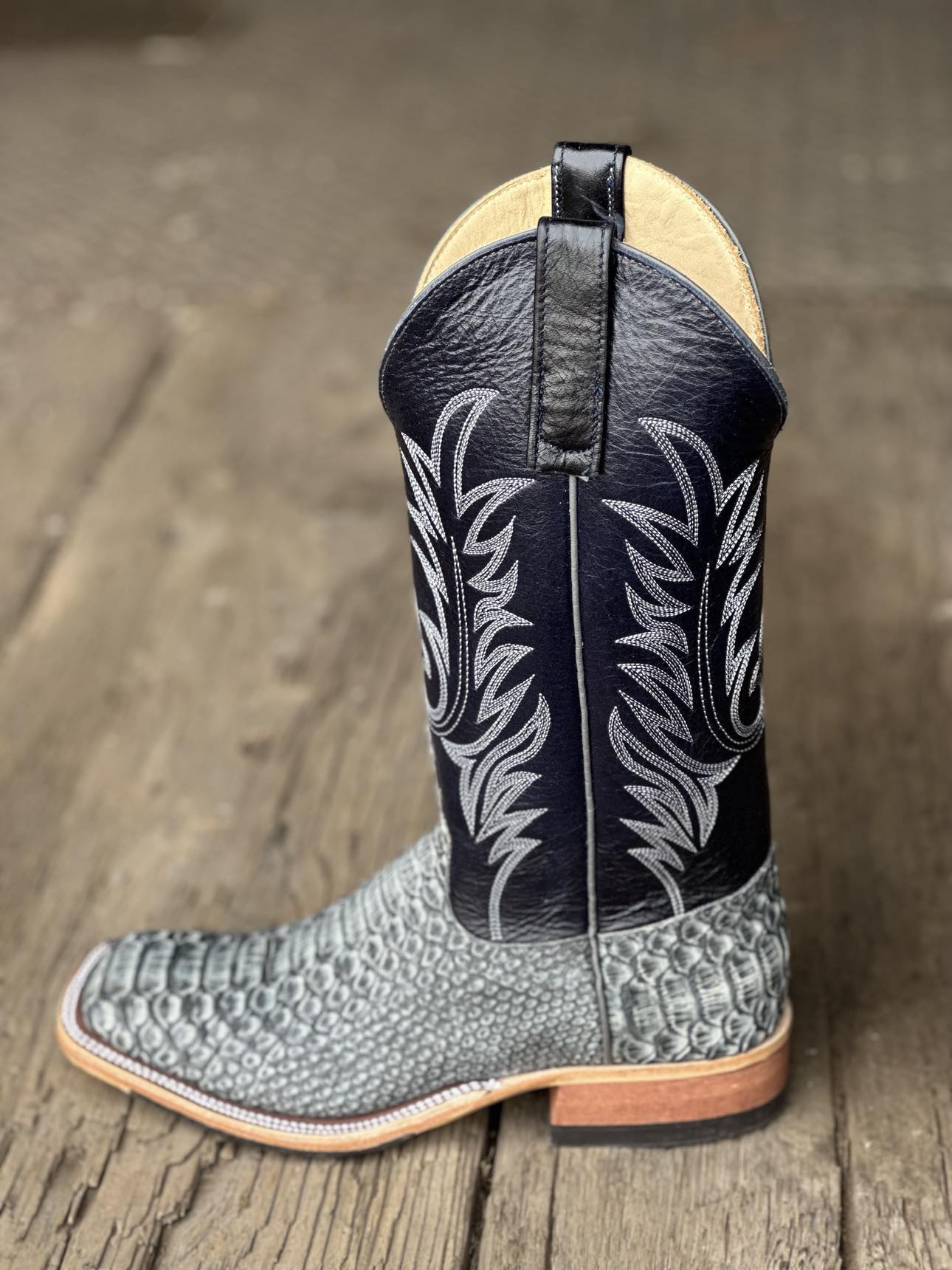 Anderson Bean Mens Boot 335938 Grey Rustic Python/Carbon Blue Milan